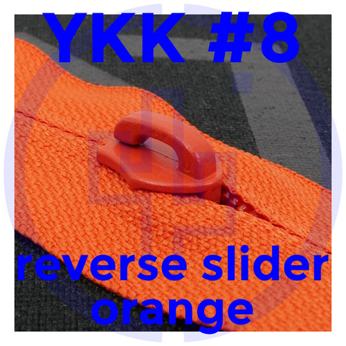 YKK #8 coil slider reverse Berry compliant milspec, matte orange
