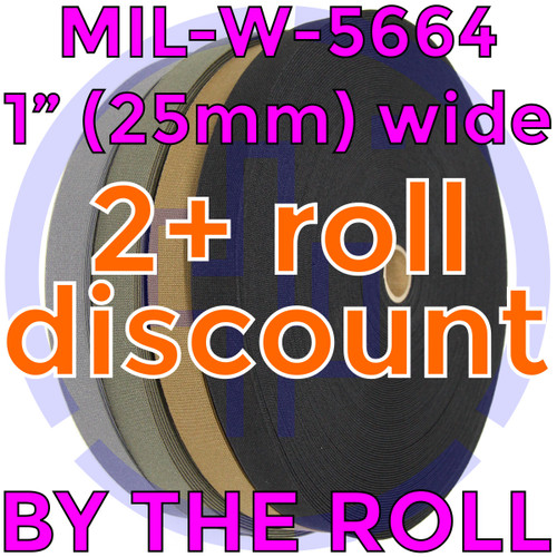 MIL-W-5664 1 inch (25mm) nylon woven elastic BY THE ROLL Solution Dyed Berry Compliant MIL-W-5664 Type II Class I MIL-W-5664 1 inch (25mm) nylon woven elastic BY THE ROLL Solution Dyed Berry Compliant MIL-W-5664 Type II Class I