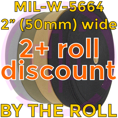 MIL-W-5664 2 inch (50mm) nylon woven elastic BY THE ROLL Solution Dyed Berry Compliant MIL-W-5664 Type II Class I MIL-W-5664 2 inch (50mm) nylon woven elastic BY THE ROLL Solution Dyed Berry Compliant MIL-W-5664 Type II Class I