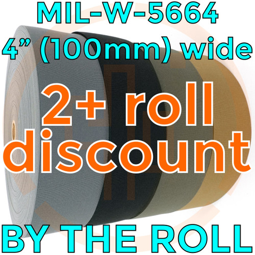 MIL-W-5664 4 inch (100mm) nylon woven elastic BY THE ROLL Solution Dyed Berry Compliant MIL-W-5664 Type II Class I