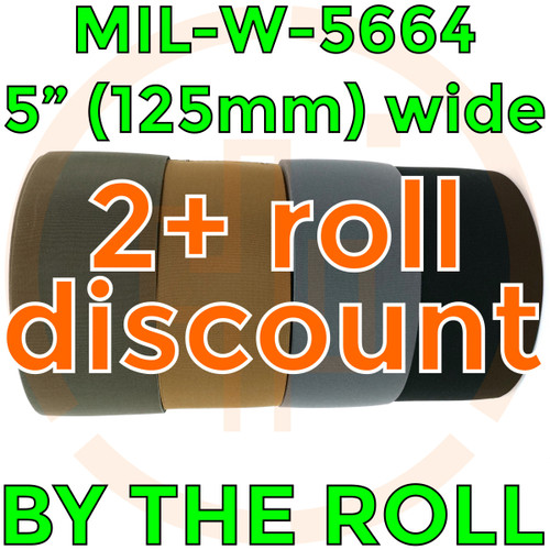 MIL-W-5664 5 inch (125mm) nylon woven elastic BY THE ROLL Solution Dyed Berry Compliant MIL-W-5664 Type II Class I MIL-W-5664 5 inch (125mm) nylon woven elastic BY THE ROLL Solution Dyed Berry Compliant MIL-W-5664 Type II Class I