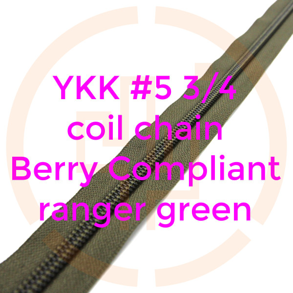 #5 YKK 3/4 ranger green milspec Berry Compliant zipper chain