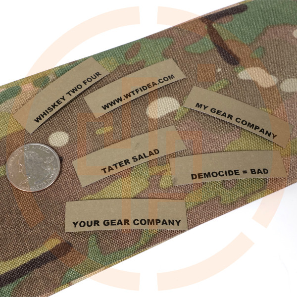 0.63" x 2" (16mm x 50mm) TEXT ONLY Custom Printed Tag Milspec Berry Compliant