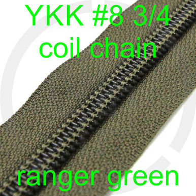 8 YKK GOV 3/4 coil chain zipper milspec A-A-55634, Berry compliant