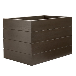 Madera Fiberglass Rectangle Planter In Mahogany finish on white background Madera Fiberglass Rectangle Planter In Mahogany finish on white background
