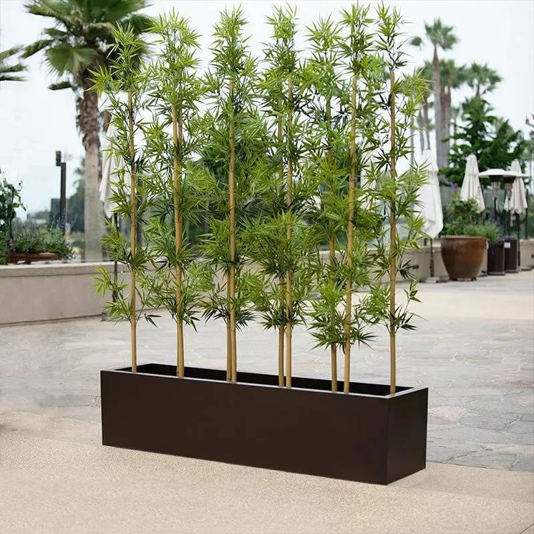 UV Outdoor Rated Bamboo Grove in Modern Planter on a patio