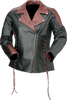 Z1R Women's Combiner Leather Jacket - Black/Red, Part No. 2813-1011