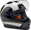 BILTWell Lane Splitter Helmet XL * Gloss Black and White Flames with Impact-Absorbing EPS Liner