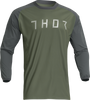 THOR Terrain Jersey Army/Charcoal XL - Performance Cycling Jersey with Ventilated Side Panels and Moisture-Wicking Fabric