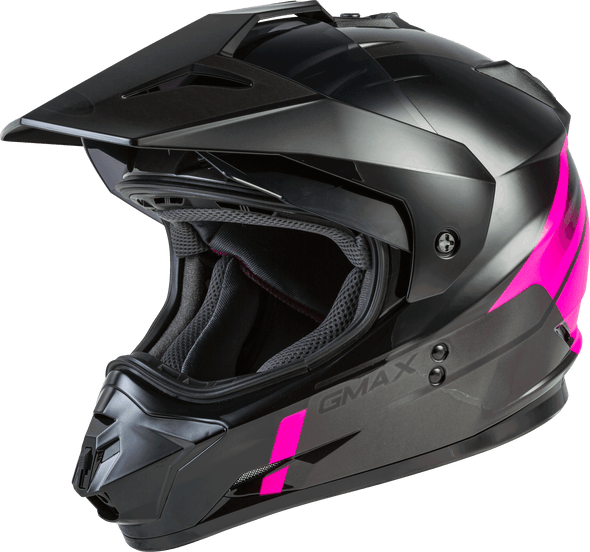 Gmax Gm-11 Dual-Sport Scud Helmet Black/Pink/Grey Sm G1113404