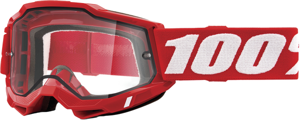 100% Accuri 2 Enduro Moto Goggle Neon Red Clear Lens 50015-00005