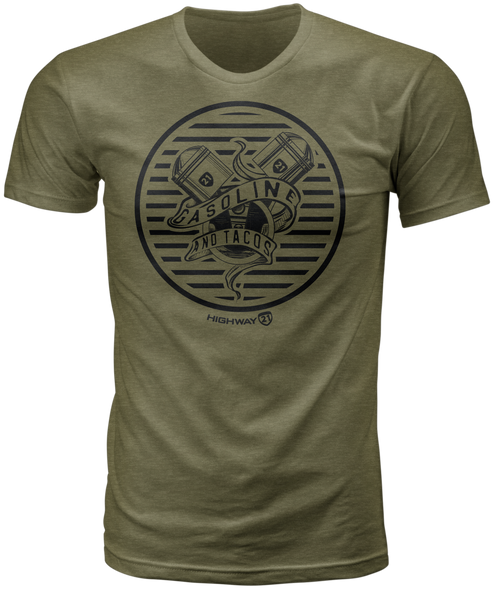 Highway 21 Gasoline Tee Military Green Sm 489-2001S