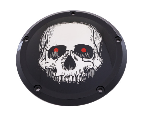 Custom Engraving 7   M8 Flt/Flh Derby Cover Skull Black Skul33-46Bg