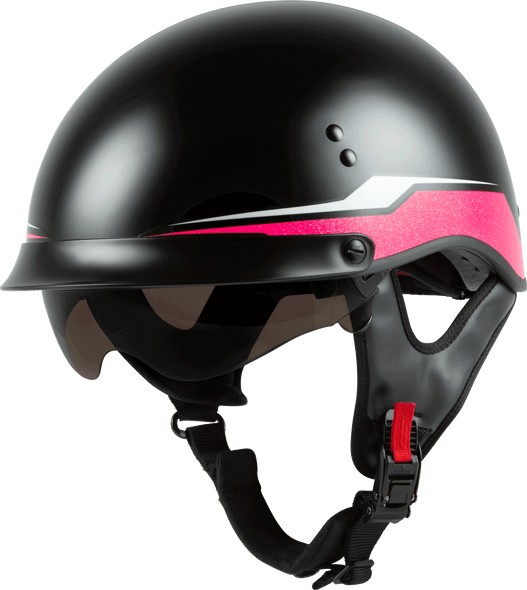 Gmax Hh-65 Half Helmet Source Full Dressed Black/Pink Md H9652175