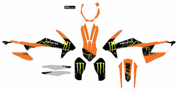 D-Cor Cmplt Kit Monster Energy Slash White Bg 20-30-130