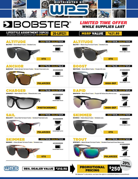Bobster Lifestyle Glasses Prepack 10 Pair Ppbob21A