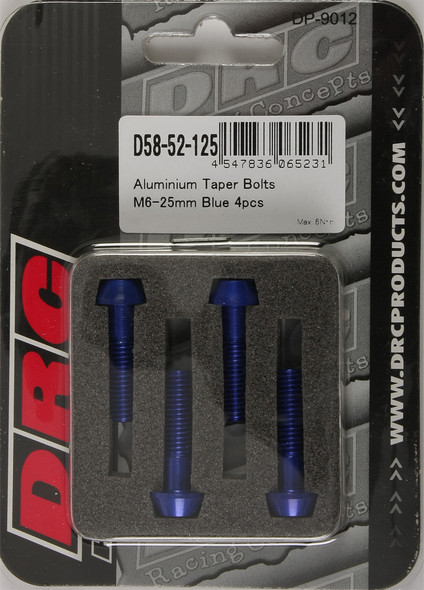 DRC Aluminum Taper Bolts Blue M6X25Mm 4/Pk D58-52-125