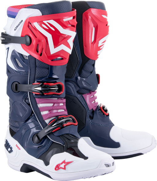 Alpinestars Tech 10 Supervented Boots Night Nvy/Wht/Rainbow Sz 13 2010520-7062-13