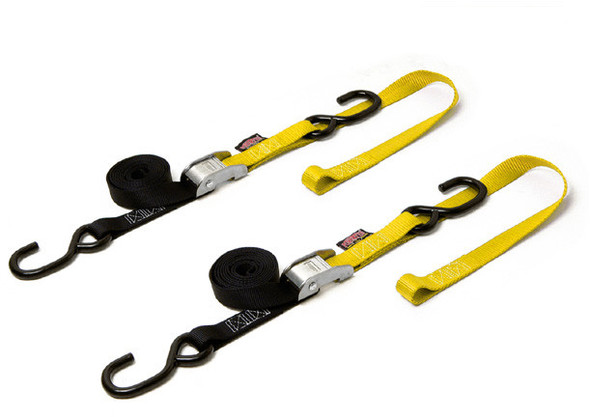 Powertye Tie-Down Cam S-Hook Soft-Tye 1"X6' Black/Yellow Pair 23628