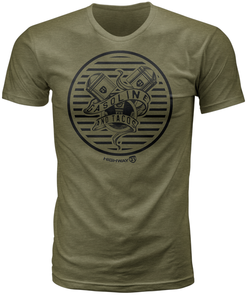 Highway 21 Gasoline Tee Military Green 3X 489-20013X