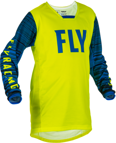 Fly Racing Youth Kinetic Wave Jersey Hi-Vis/Blue Yl 375-525Yl