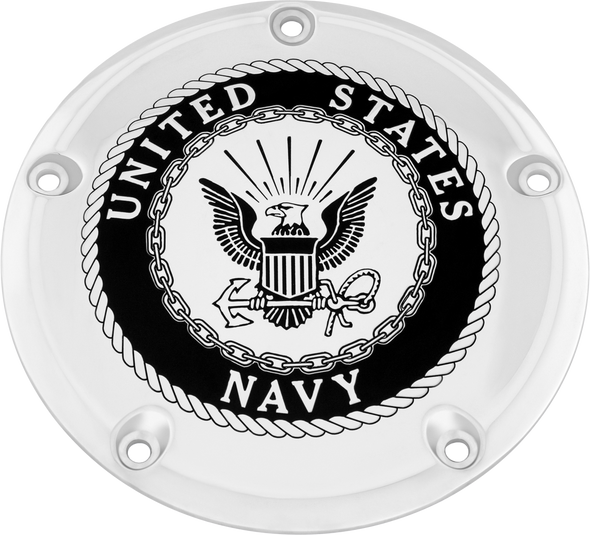Custom Engraving 7   M8 Flt/Flh Derby Cover Navy Chrome Nav15-46