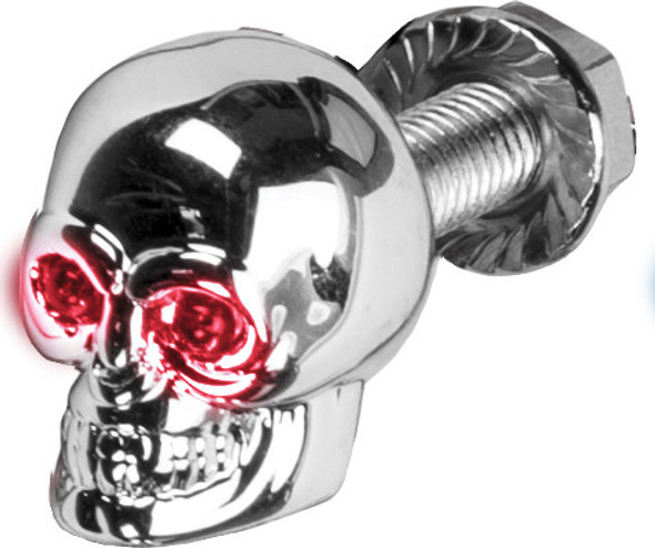 Harddrive Lighted Skull Lic Plate Screw Red H040078