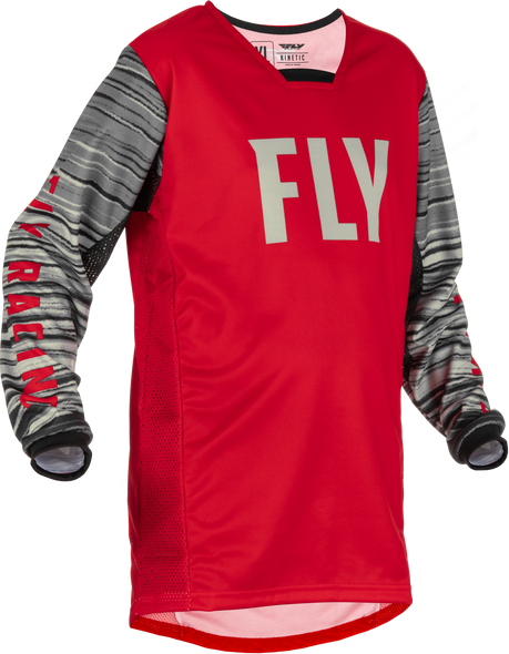 Fly Racing Youth Kinetic Wave Jersey Red/Grey Ys 375-527Ys