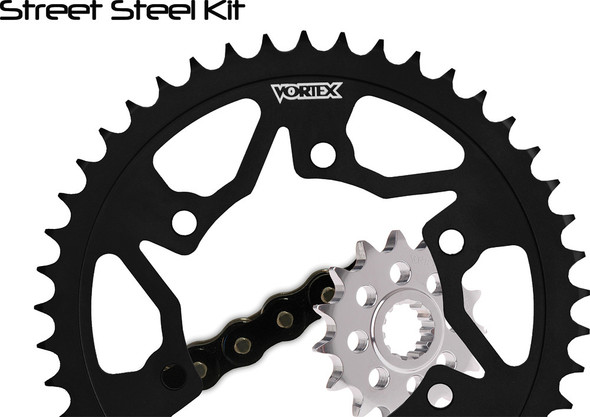 Vortex Sprocket/Chain Kit Stl/Stl 14/43T Sil Sx3 520-110L Blk Ck4127