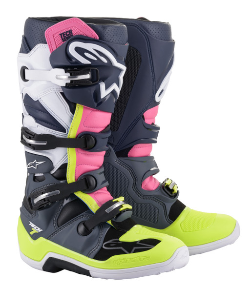 Alpinestars Tech 7 Boots Dark Grey/ Dark Blue/Pink Fluo Sz 14 2012014-9076-14