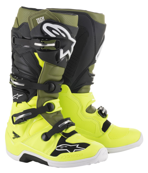 Alpinestars Tech 7 Boots Yellow/Military/Black Sz 07 2012014-5561-7