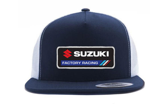 Factory Effex Suzuki Factory Snapback Hat / Navy-White Mesh Os 22-86404
