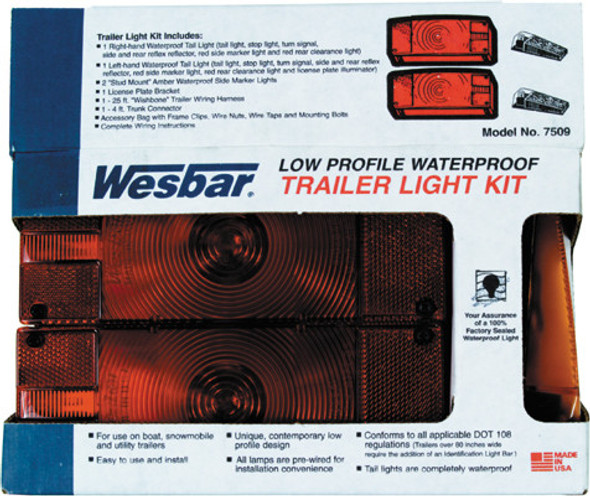 Wesbar Deluxe Trailer Light & Wiring Kit 2-7/8"X8"X2-5/8" 7509