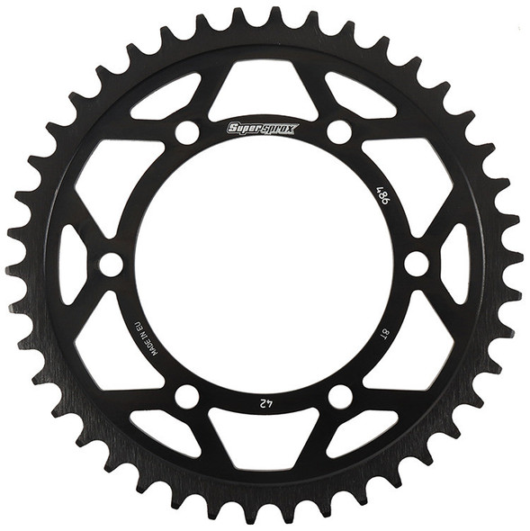 Supersprox Rear Edge Sprocket Steel 42T-520 Blk Hon/Kaw/Suz/Yam Rfa-486-42-Blk