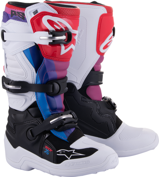 Alpinestars Tech 7S Boots Wht/Blk/Rainbow Sz 2 2015017-289-2