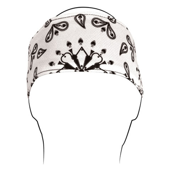 Balboa Headband Polyester White Paisley Hb009