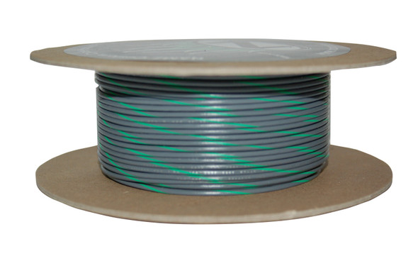 Namz Custom Cycle #18-Gauge Grey/Green Stripe 100' Spool Of Primary Wire Nwr-85-100