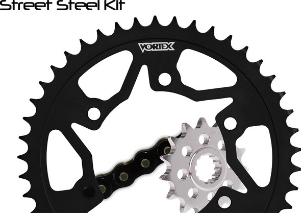Vortex Sprocket/Chain Kit Stl/Stl 15/48T Sil Sx3 520-116L Blk Ck6127