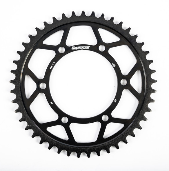 Supersprox Rear Edge Sprocket Steel 45T-525 Blk Suz/Yam Rfa-480-45-Blk