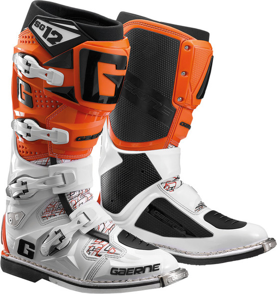 Gaerne Sg-12 Boots White/Orange Sz 12 2174-018-012