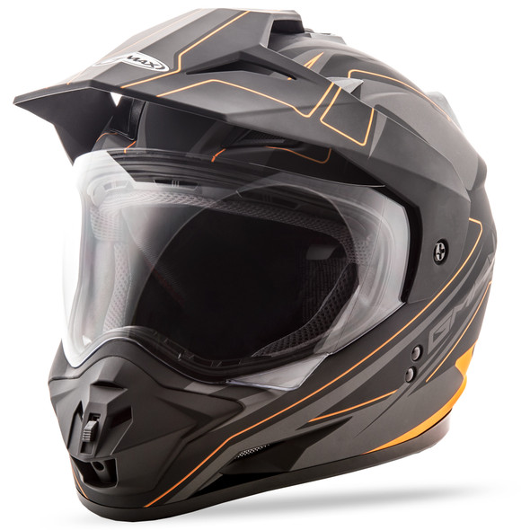 Gmax Gm-11 Dual-Sport Expedition Helmet Matte Blk/Hi-Vis Org Lg G5112696 Tc-26