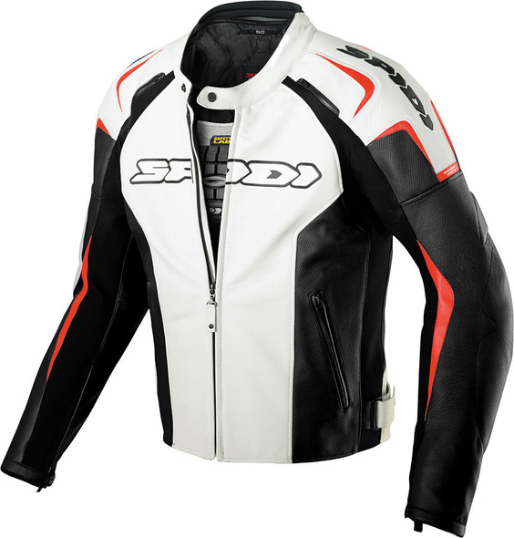 Spidi Track Leather Jacket White/Red/Black E50/Us40 P120-042-50