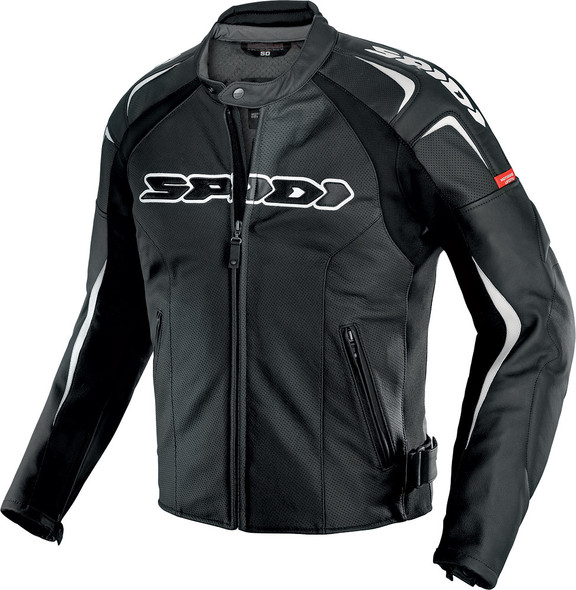 Spidi Track Wind Leather Jacket Black/White E50/Us40 P126-011-50