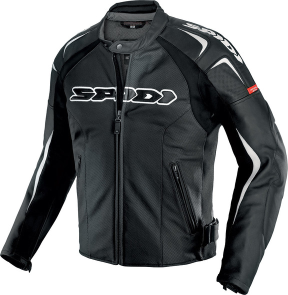 Spidi Track Wind Leather Jacket Black/White E54/Us44 P126-011-54