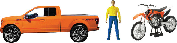 New-Ray Replica 1:14 Truck/Race Bike Ford Orange/Ktm 350Sx Orange 02216C