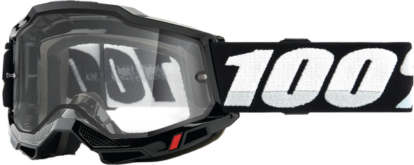 100% Accuri 2 Enduro Moto Goggle Black Clear Lens 50015-00001