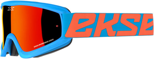 EKS Brand Flat-Out Goggle Cyan Blue W/Red Mirror 067-10460