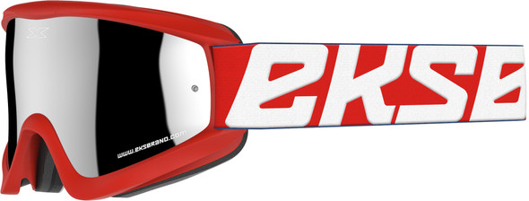EKS Brand Flat-Out Goggle Red/White W/Silver Mirror 067-60330