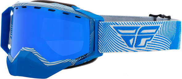 Fly Racing Zone Snow Goggle Grey/Blue W/ Sky Blue Mirror/Blue Lens Flb-048