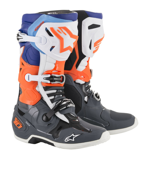 Alpinestars Tech 10 Boots Grey/Orange/Blue Size 12 2010019-9047-12